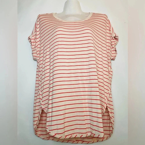 Soma Essential Tee T-shirt Top Orange Striped Size S - Picture 1 of 4